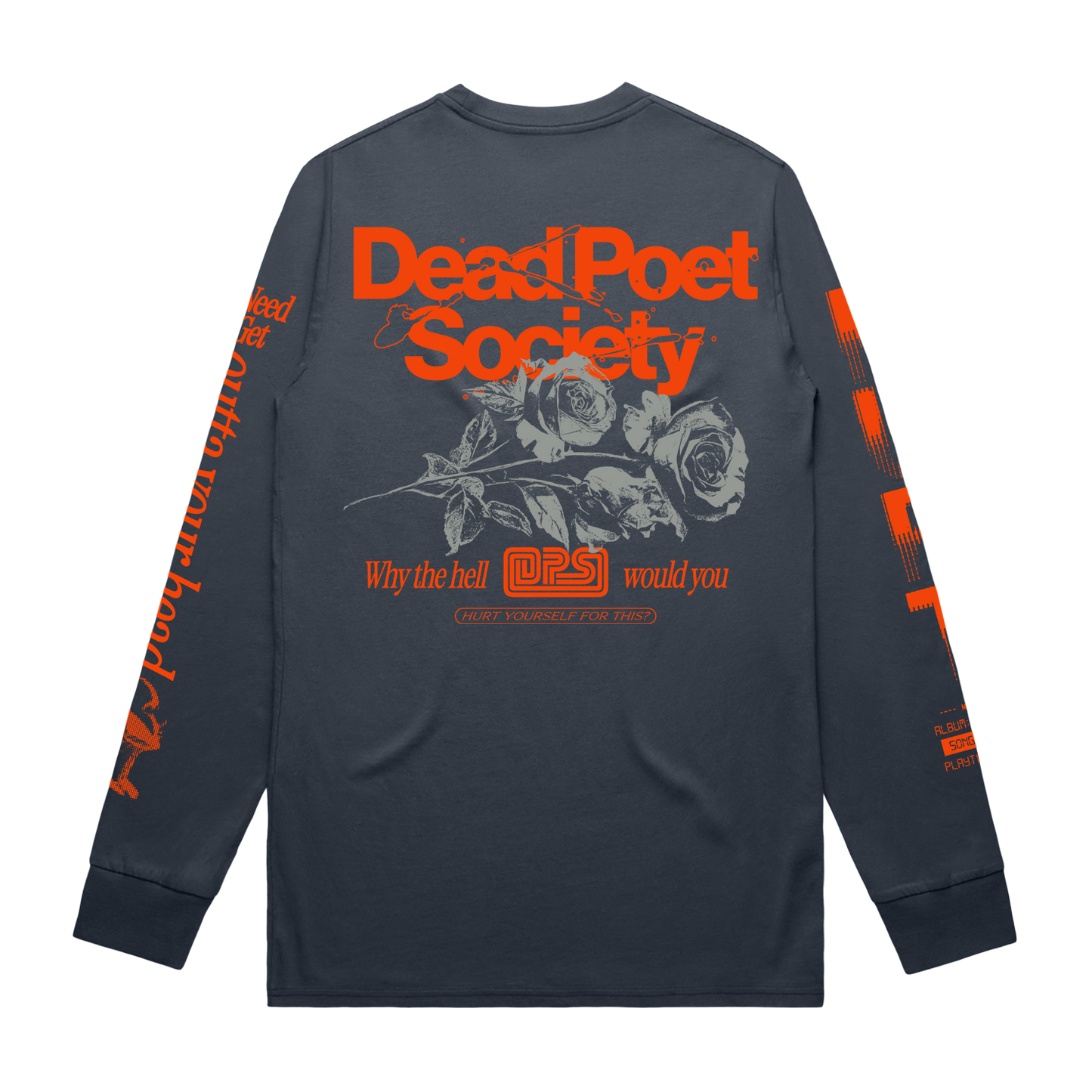 Hurt / Long Sleeve T-shirt - Petrol Blue